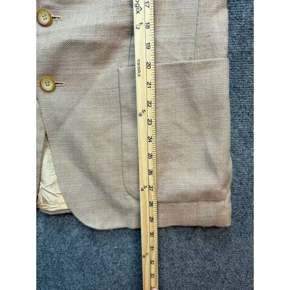 Vintage Jaguar Men's Blazer Jacket Sport Coat Stadium Size 42 Beige Wool